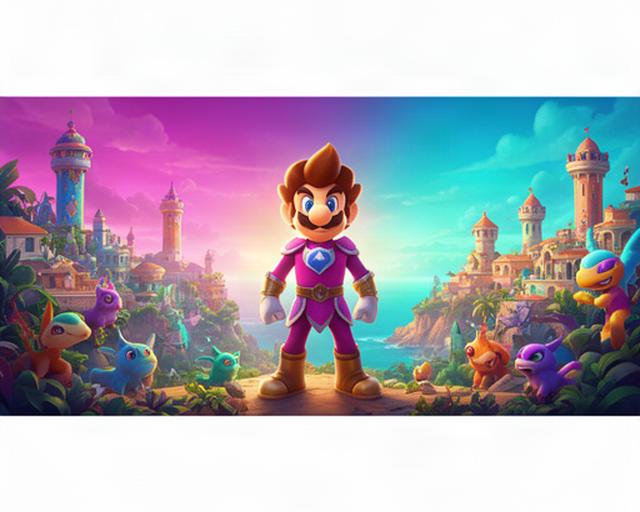 Mascotte originale dello studio al centro di un mondo fantasy colorato con creature e ambientazioni mediterranee